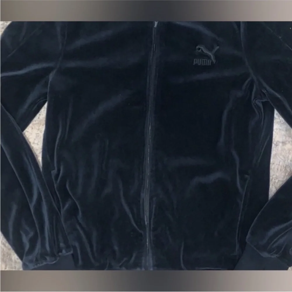 Puma Midnight Black/Charcoal shade Velour Jacket size Small - Picture 3 of 9